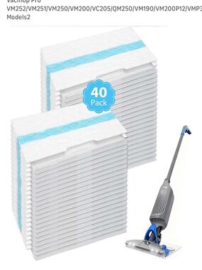40-Pack White Microfiber Steam Mop Pads with Blue Strip